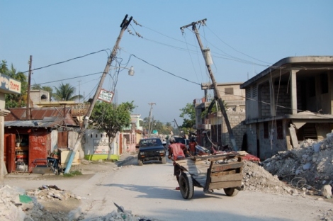leaning electricity poles